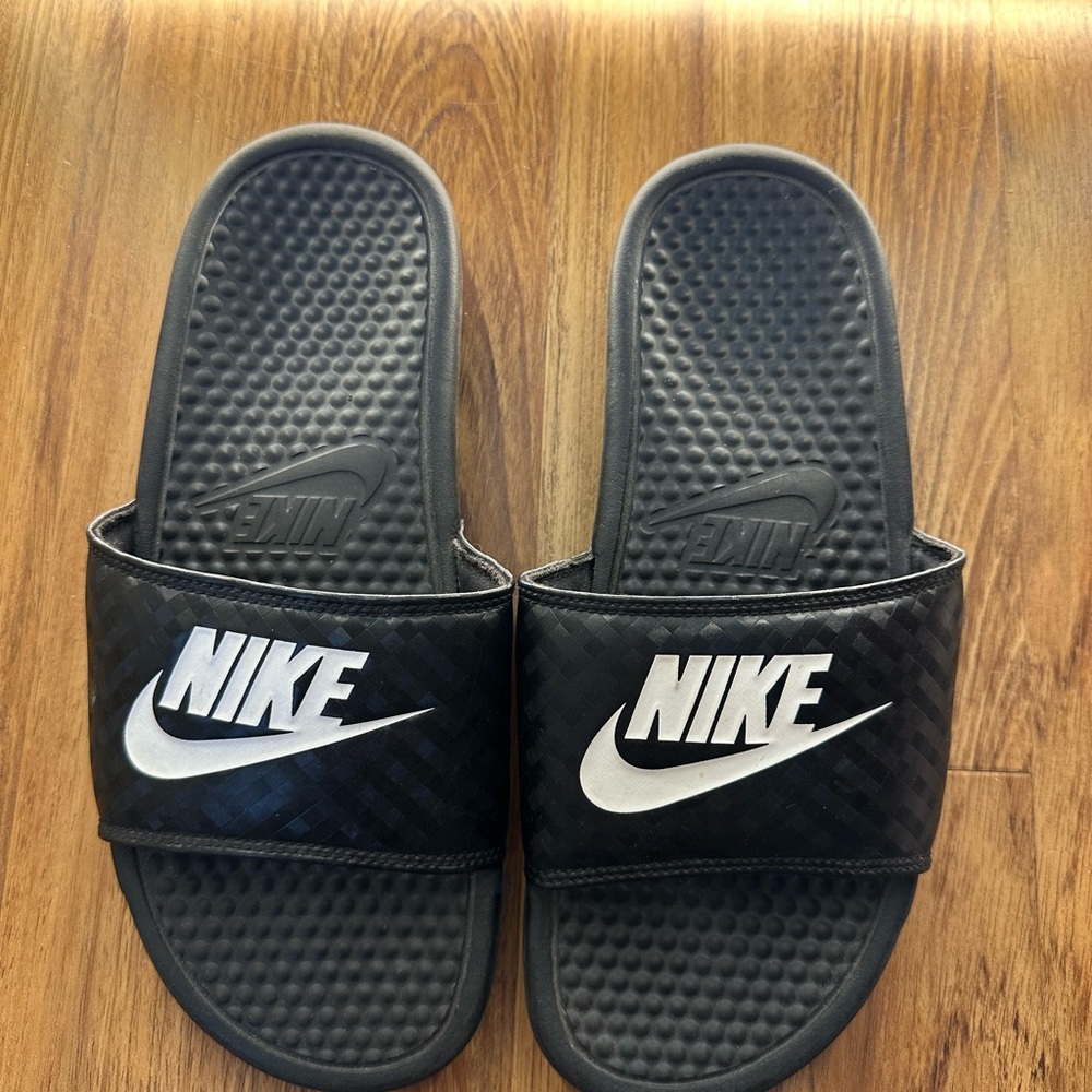 Nike Black and White Slide Sandals
